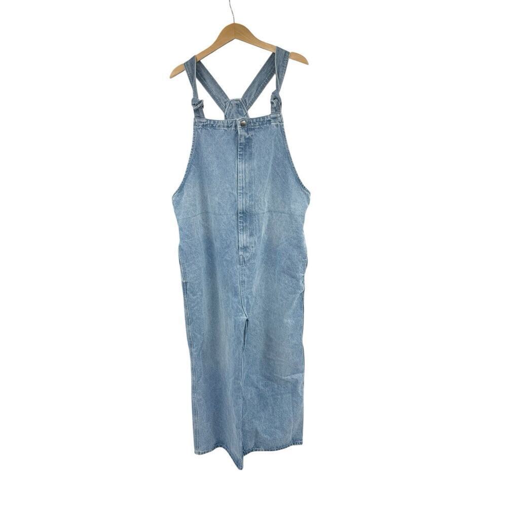 Listicle Boutique Oversized Straight Leg Denim Overalls Medium Wash Womens L New